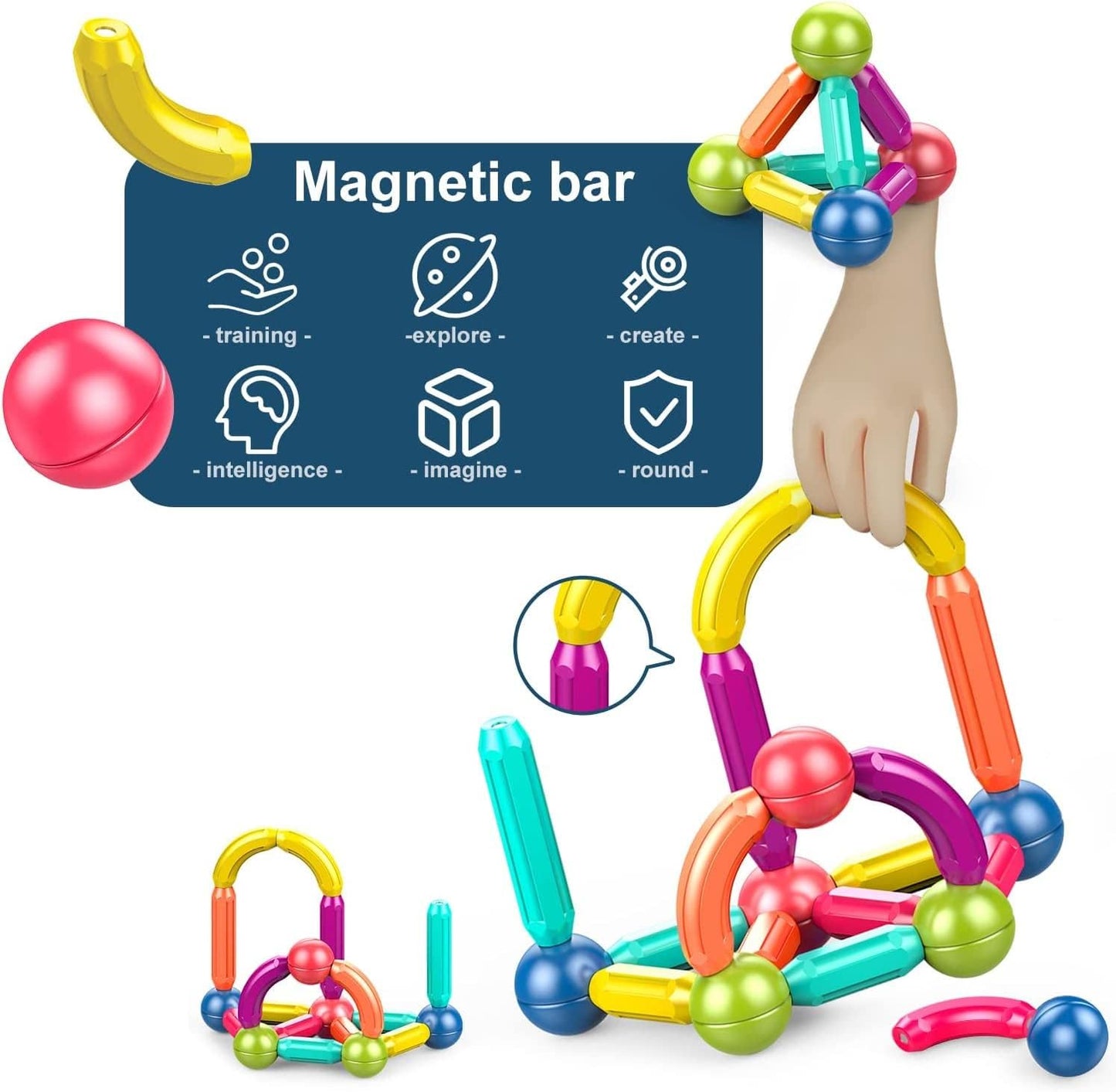 Magnetic Building Blocks + FREE 6000 Pages 7 IN 1 PDF Worksheet For Kids